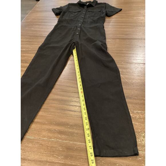 YFB Young Fabulous & Broke Short Sleeve Button Down Chest Pocket Black Jumpsuit - Picture 5 of 16